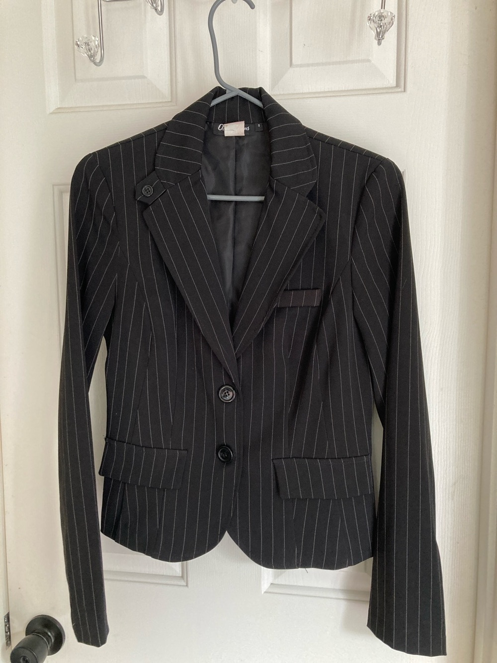 Women's Black Pinstripe Tailored Blazer